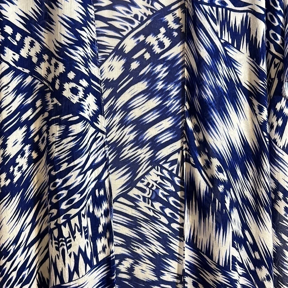 Michael Stars Womens Blue White Ruana Tribal Swimsuit Kimono Size O/S